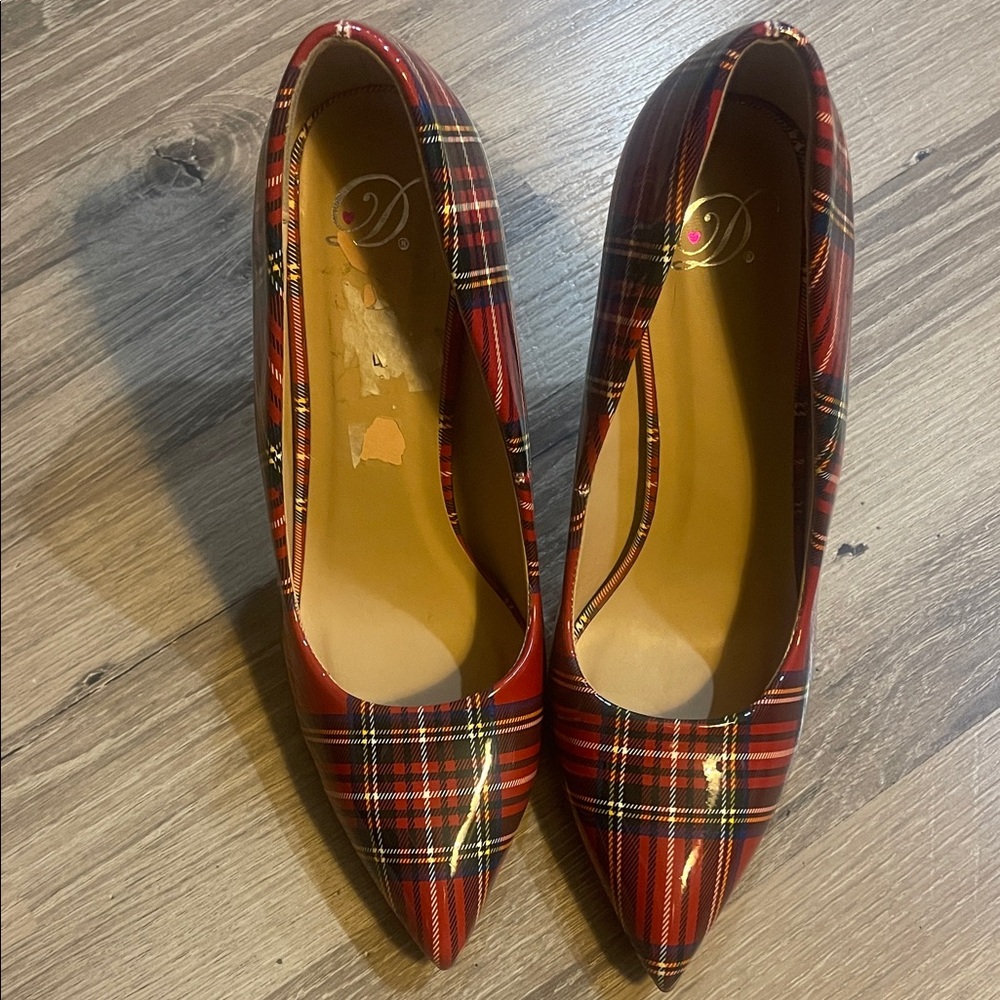 Plaid Red Women's Heels
